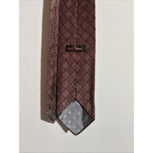 EUC MEN’S VALENTINO CRAVATTE ITALY SILK TIE SQUARE GEOMETRIC RED BEIGE BLUE VTG
